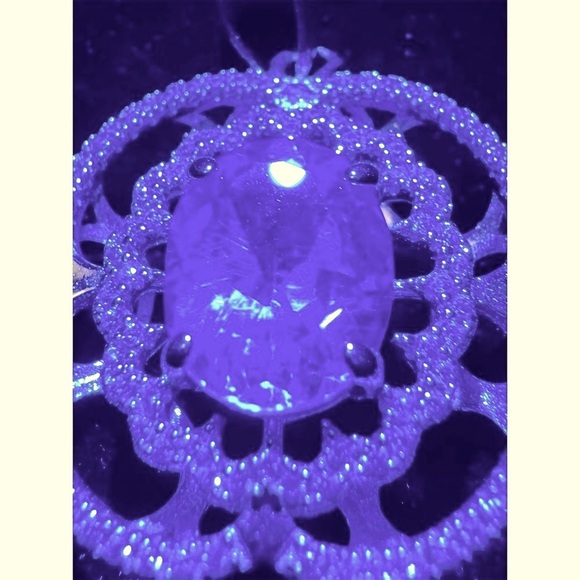 New Spirit Art USA Diamond Peony Blue Topaz Necklace, 2.1 CT Blue Gemstone - Picture 5 of 8